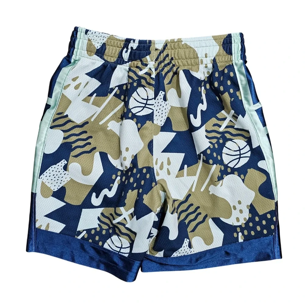 Nike Dri-FIT Kids Small Blue Abstract Basketball Shorts Athletic Mesh